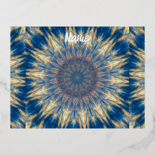 Carte Postale De Vacances En Aluminium Kaleidoscope Thunder_Cove Chakras Bleu
