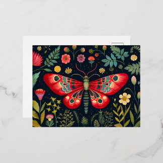 Carte Postale De Vacances En Aluminium La Mousse Rouge Dans Le Jardin De Nuit
