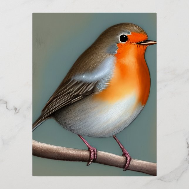 Carte Postale De Vacances En Aluminium L'American Robin Bird Graphic (Recto)