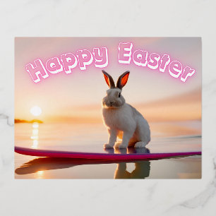 Carte Postale De Vacances En Aluminium Lapin de surf