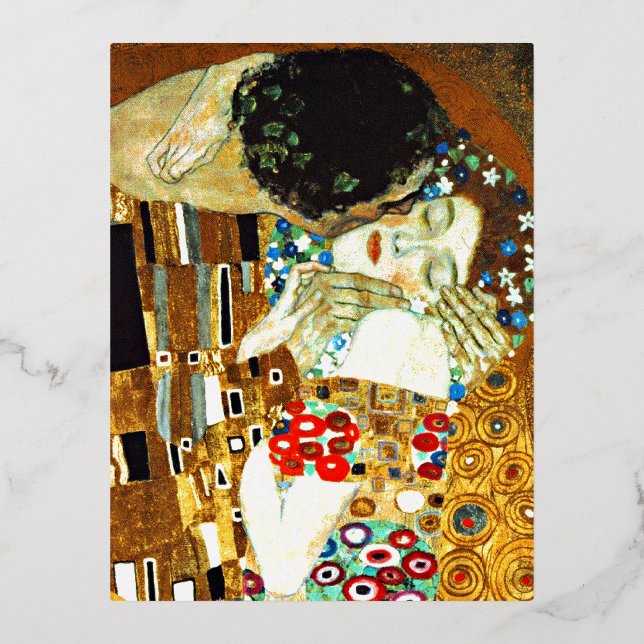 Carte Postale De Vacances En Aluminium L'art Gustav Klimt - Le baiser (Recto)