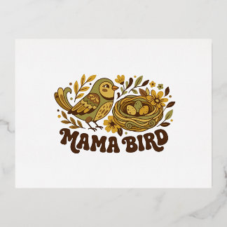 Carte Postale De Vacances En Aluminium L'art rétro de Mama Bird – Illustration de la natu