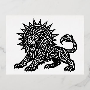Carte Postale De Vacances En Aluminium Lion Zodiaque Soleil‑Crinière Lion   BurnsInHell