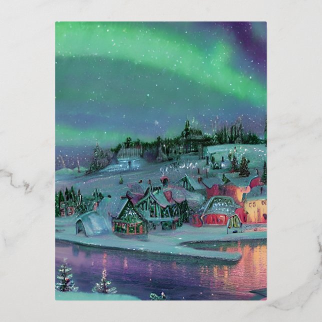 Carte Postale De Vacances En Aluminium Lumières du Nord (Recto)