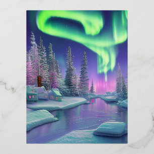 Carte Postale De Vacances En Aluminium Lumières du Nord