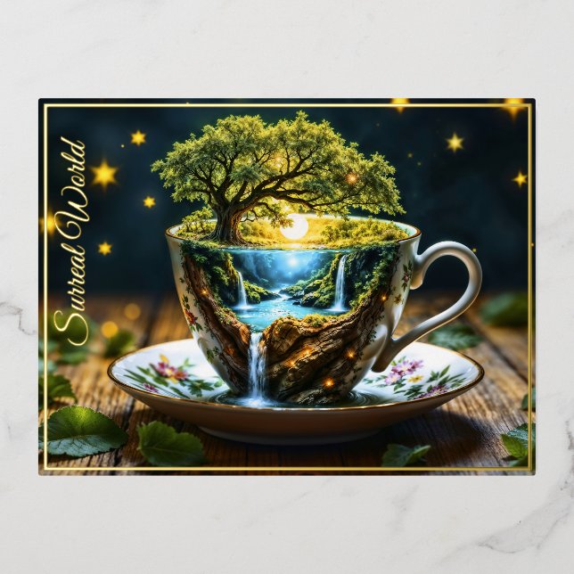 Carte Postale De Vacances En Aluminium Magic teacup paysage fantastique nature (Recto)