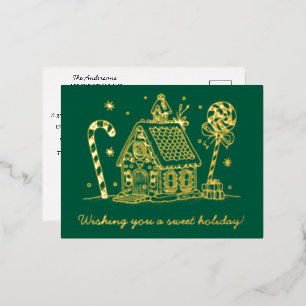 Carte Postale De Vacances En Aluminium Maison pain d'épice Sucre de canne vert