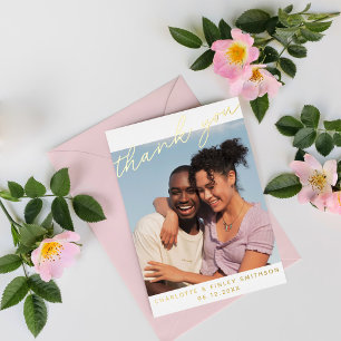 Carte Postale De Vacances En Aluminium Mariage de Merci personnalisé minimaliste au choix