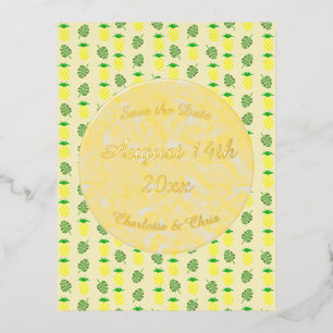 Carte Postale De Vacances En Aluminium Mariage d'été tropical Ananas et Palm Feuille
