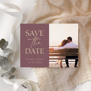 Carte Postale De Vacances En Aluminium Mariage photo minimaliste de prune violet Enregist