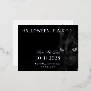 Carte Postale De Vacances En Aluminium Mignonne Black Cat Eyes Enregistrer La Date Fête H