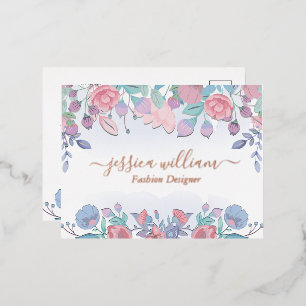 Carte Postale De Vacances En Aluminium Moderne Chic Aquarelle Bleu Hydrangeas Floral Post