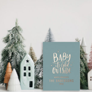 Carte Postale De Vacances En Aluminium Moderne minima Noël bébé bleu élégant Fhuile