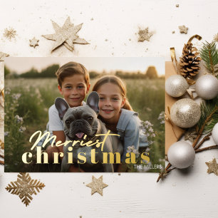 Carte Postale De Vacances En Aluminium Moderne Noël le Plus Joyeux Minimal 1 Photo Élégan