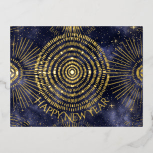 Carte Postale De Vacances En Aluminium Motif Starry Night Gold Starburst