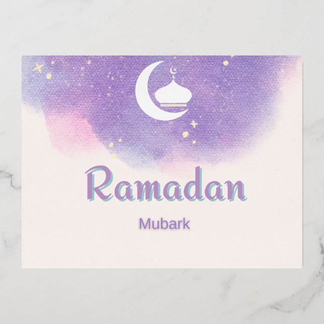 Carte Postale De Vacances En Aluminium Moubarak pourpre du Ramadan (Recto)