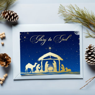 Carte Postale De Vacances En Aluminium Nativité Gloire à Dieu Noël chrétien