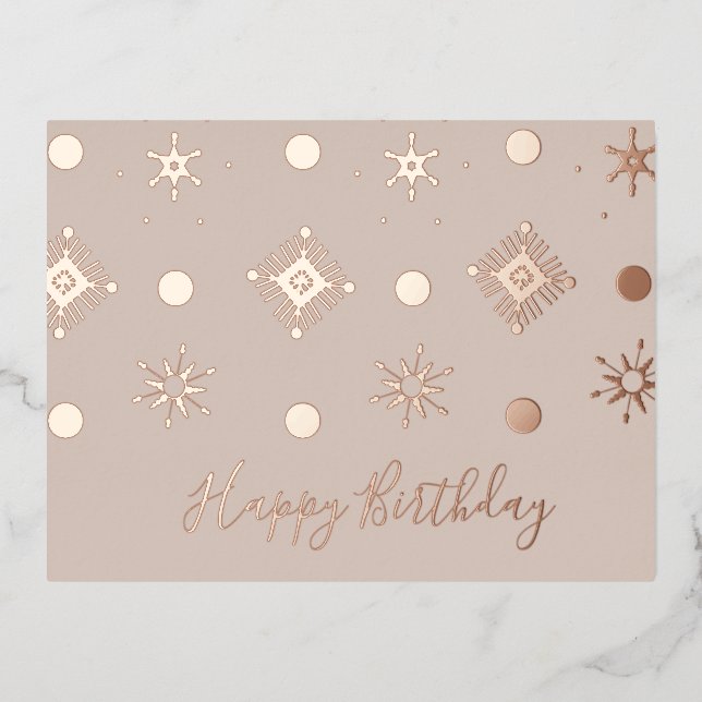 Carte Postale De Vacances En Aluminium Noël Anniversaire Snowflakes Blush (Recto)
