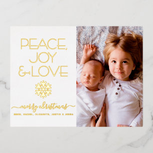 Carte Postale De Vacances En Aluminium Noël Flocon de neige Paix Joie Amour Photo Véritab