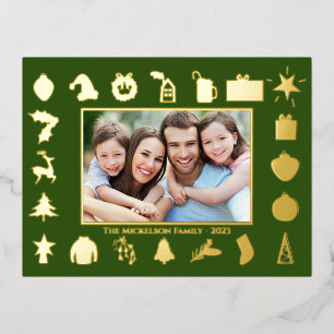 Carte Postale De Vacances En Aluminium Noël Gold Green