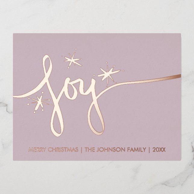 Carte Postale De Vacances En Aluminium Noël Joy Blush main Lettré (Recto)