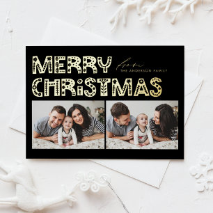 Carte Postale De Vacances En Aluminium Noël noir scandinave à deux photos
