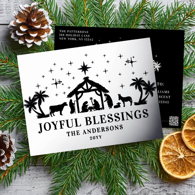 Carte Postale De Vacances En Aluminium Noël religieux Joyeux Bénédictions Manger Saint (Créateur téléchargé)
