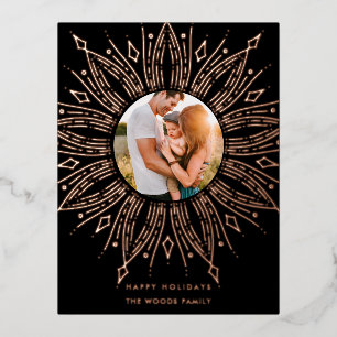 Carte Postale De Vacances En Aluminium Noir & Or coup de soleil cadre art déco Noël