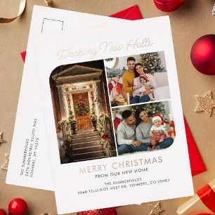 Carte Postale De Vacances En Aluminium Nous avons déménagé la famille Noël Rose déménagea
