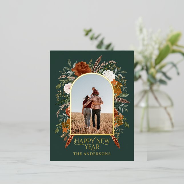 Carte Postale De Vacances En Aluminium Nouveau budget annuel botanique élégant vert  (Debout devant)