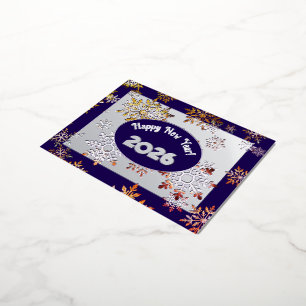 Carte Postale De Vacances En Aluminium Nouvel an heureux, cristal de flocons de neige col