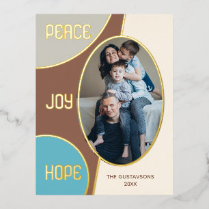 Carte Postale De Vacances En Aluminium Or Joyeuses Fêtes classique