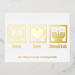 Carte Postale De Vacances En Aluminium Peace Love Hanoukka Custom Elegant Gold