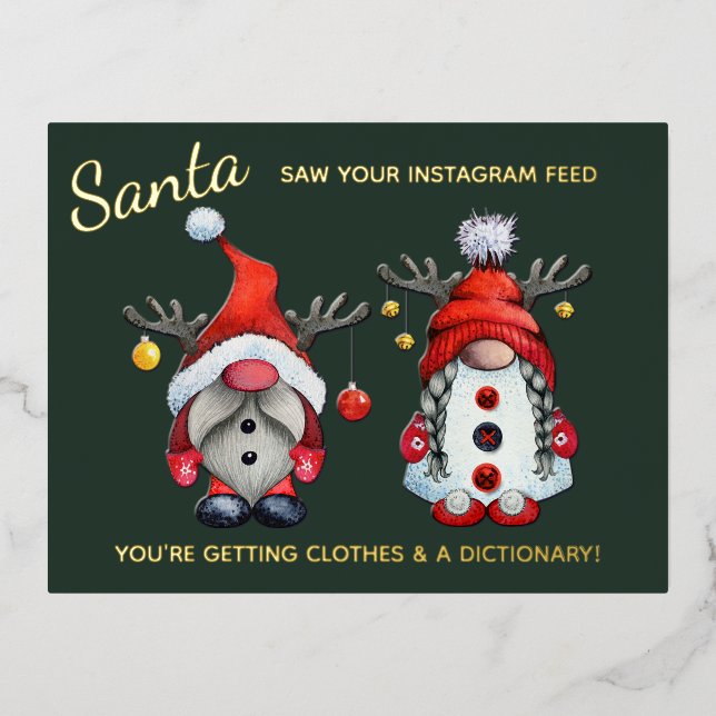 Carte Postale De Vacances En Aluminium Père Noël drôle a vu vos médias sociaux après Noël (Recto)