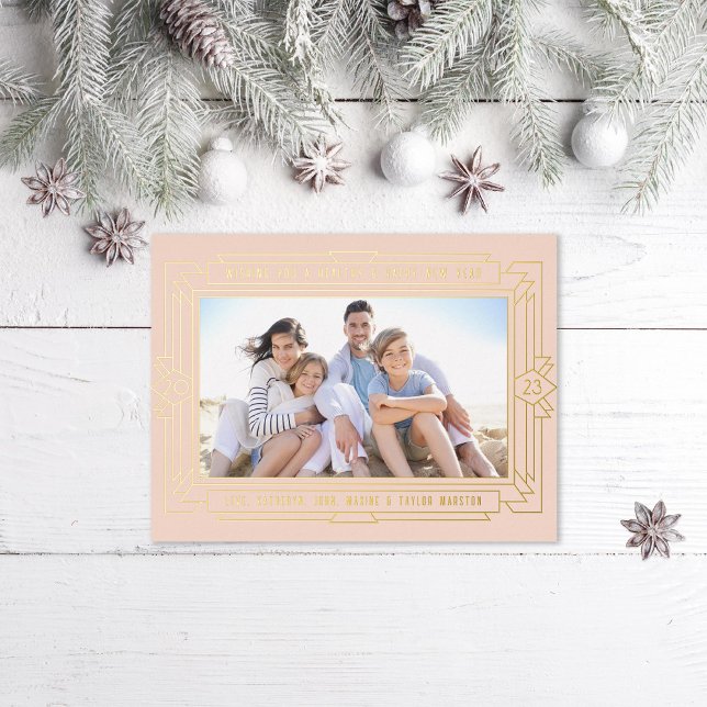 Carte Postale De Vacances En Aluminium Photo du Nouvel An Art Déco (Créateur téléchargé)