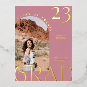 Carte Postale De Vacances En Aluminium Photo Moderne Mauve Boho Chic Arch Frame Graduatio