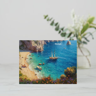 Carte Postale De Vacances En Aluminium Plage en Grèce