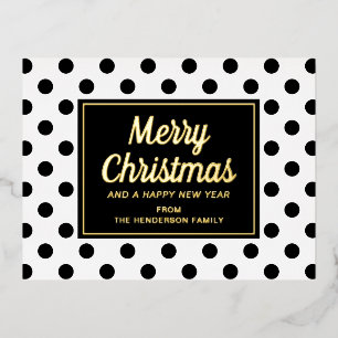 Carte Postale De Vacances En Aluminium Pois noirs blancs Joyeux Noël or