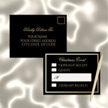 Professional Black Foil Holiday Response Card