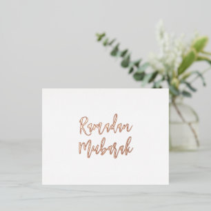 Carte Postale De Vacances En Aluminium Ramadan Moubarak Ramadan Kareem Simple Rose Gold