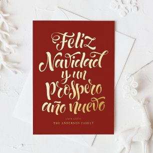 Carte Postale De Vacances En Aluminium Red Feliz Natal e Próspero Ano Calligraphie