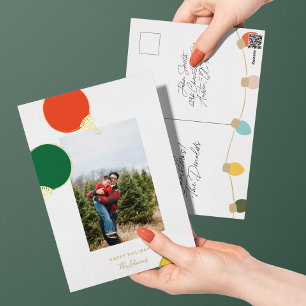 Carte Postale De Vacances En Aluminium Retro Ornements de Noël Photo Gold Foil