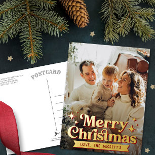 Carte Postale De Vacances En Aluminium Retro Super Joyeux Noël Photo Real