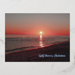 Carte Postale De Vacances En Aluminium Sable d'eau au coucher du soleil