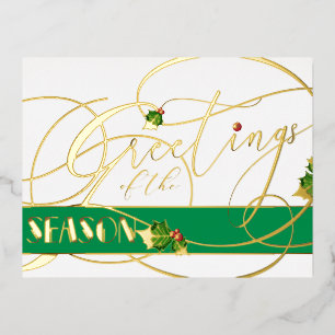 Carte Postale De Vacances En Aluminium Salutations de la saison Gold Calligraphy