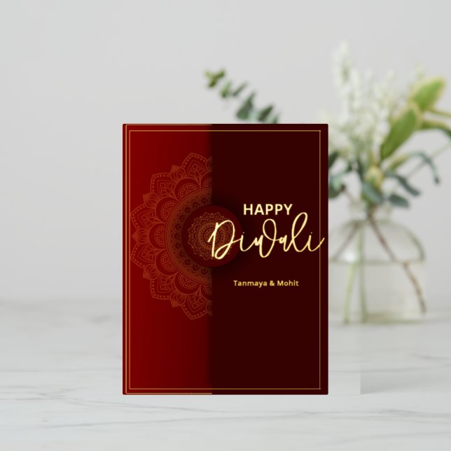 Carte Postale De Vacances En Aluminium Salutations Diwali (Debout devant)
