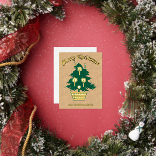 Carte Postale De Vacances En Aluminium Sapin de Noël kraft simple et élégant
