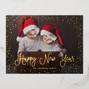 Carte Postale De Vacances En Aluminium Script de neige moderne 2 photo