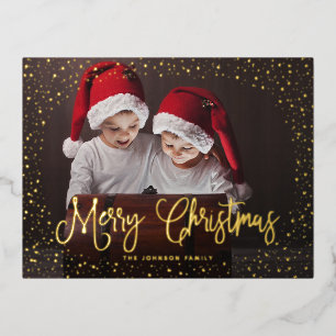 Carte Postale De Vacances En Aluminium Script de neige moderne 2 photo