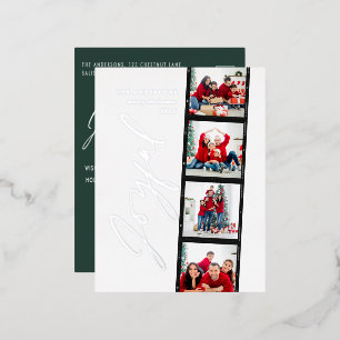 Carte Postale De Vacances En Aluminium Script minimal moderne multi photo Noël vert